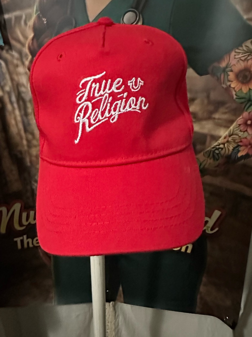 True Religion Red Logo Cap with White logo. Snap Back. One Size